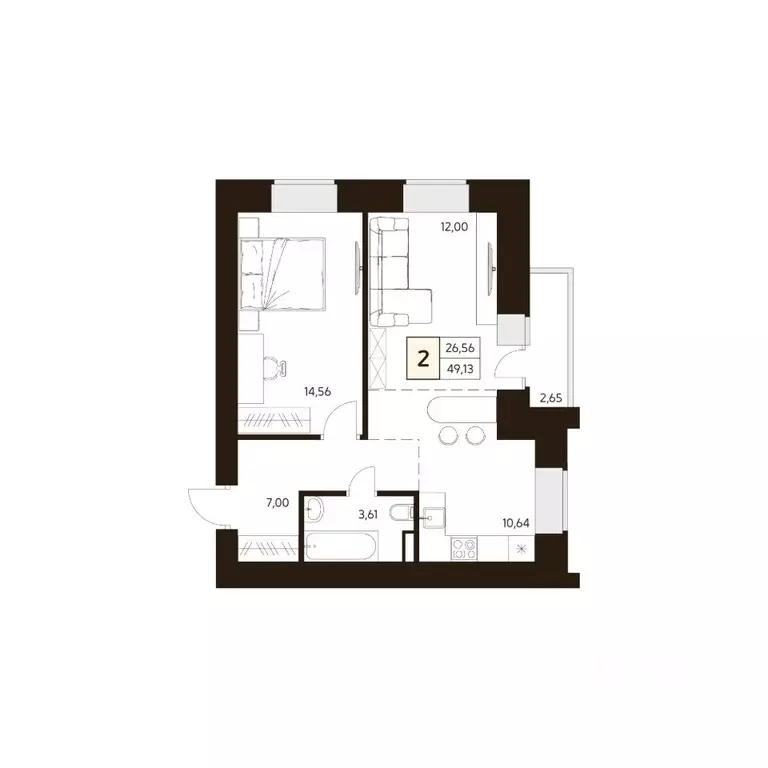 2-к кв. Башкортостан, Уфа ул. Ахметова, 296/2 (49.13 м) - Фото 0