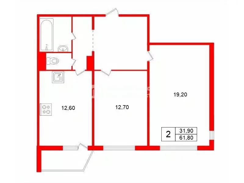 2-к кв. Санкт-Петербург Народная ул., 5к2 (61.8 м) - Фото 2
