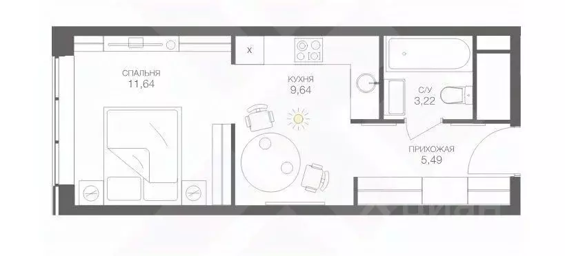 Студия Москва Шмитовский проезд, 39к6 (30.0 м) - Фото 2