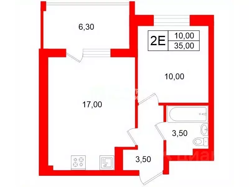 1-к кв. Санкт-Петербург Пулковское ш., 95к3 (35.0 м) - Фото 2