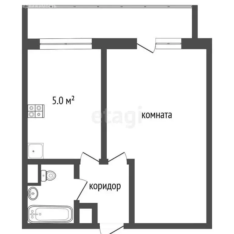 1-комнатная квартира: Ялта, улица Блюхера, 17 (33.6 м) - Фото 0