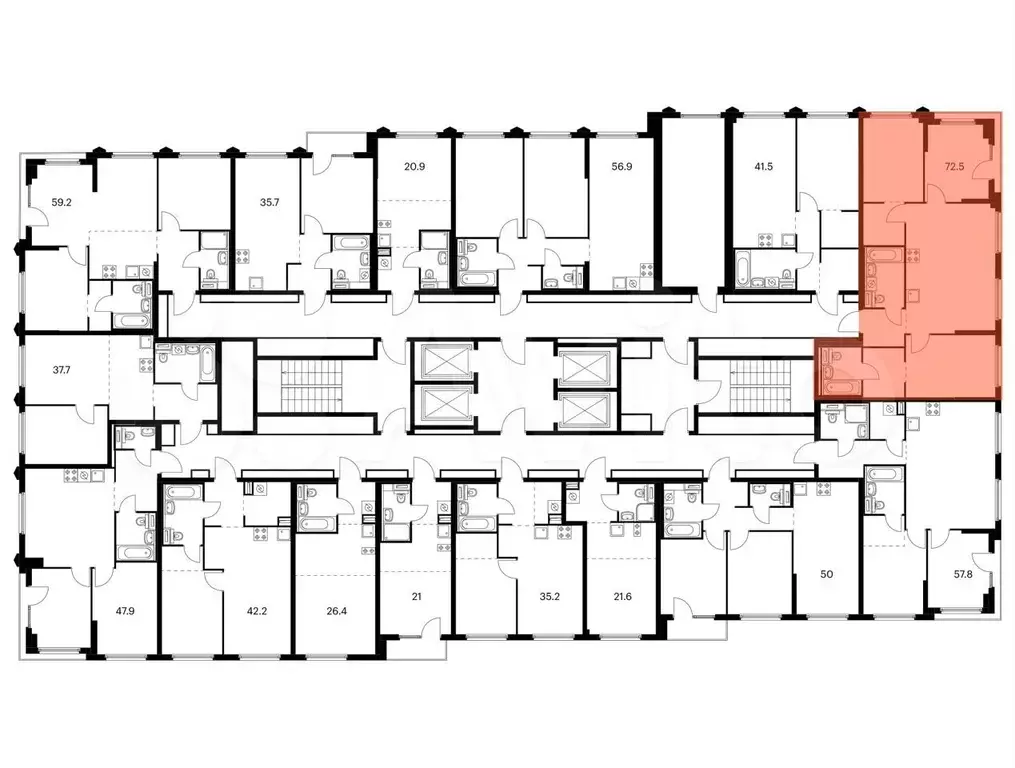 3-к. квартира, 72,5 м, 13/32 эт. - Фото 1