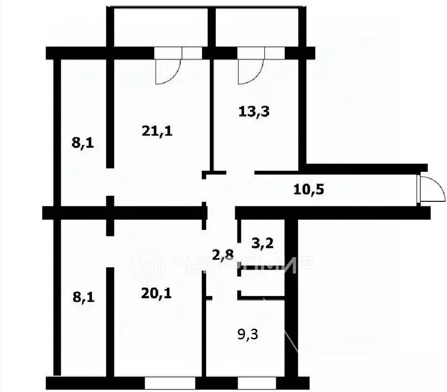 3-к кв. Новосибирская область, Новосибирск Владимировская ул., 21 ... - Фото 1