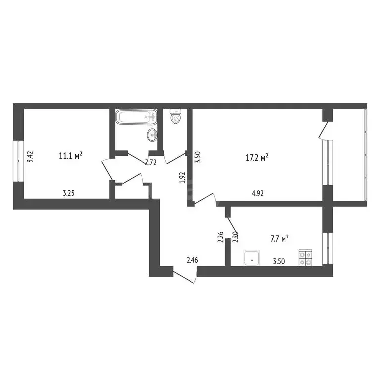 2-комнатная квартира: Тюмень, улица Московский Тракт, 123 (50.8 м) - Фото 1