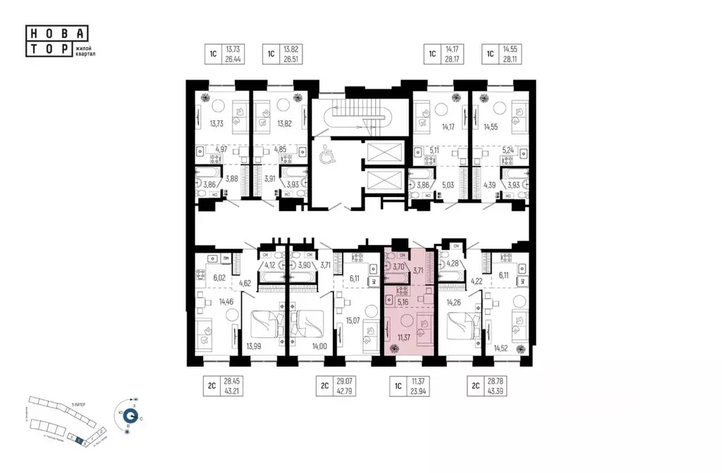 1-к кв. Башкортостан, Уфа Глумилино-1 мкр, Новатор жилой комплекс ... - Фото 2