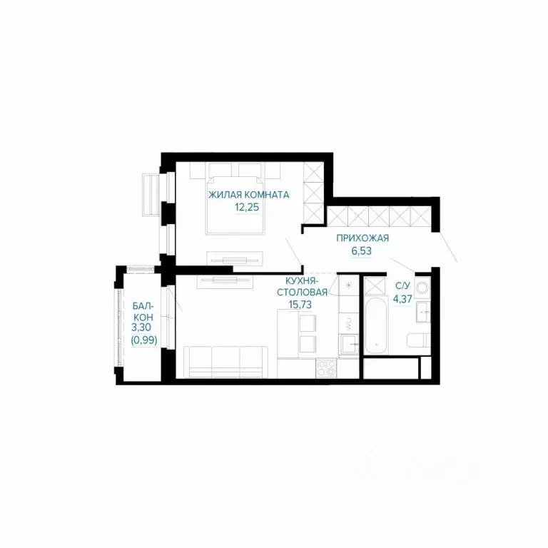 1-к кв. Свердловская область, Екатеринбург Эльмаш жилрайон, Доминанта ... - Фото 1