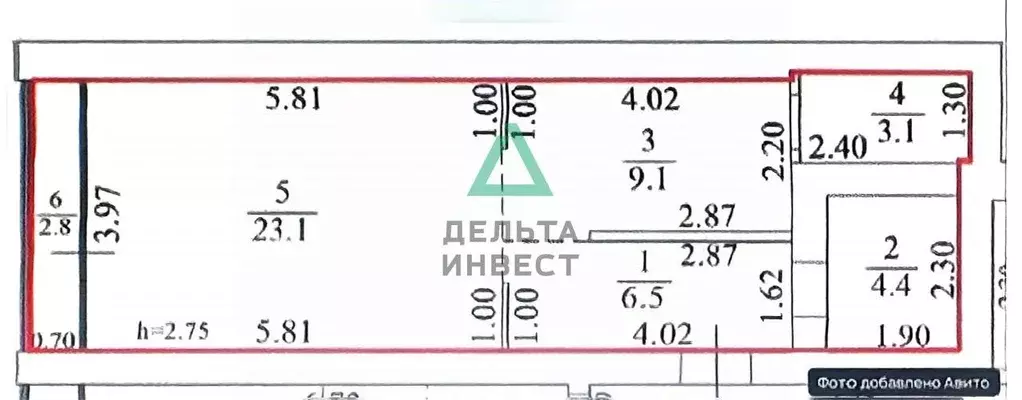 Студия Башкортостан, Уфа Бакинская ул., 16 (46.0 м) - Фото 2