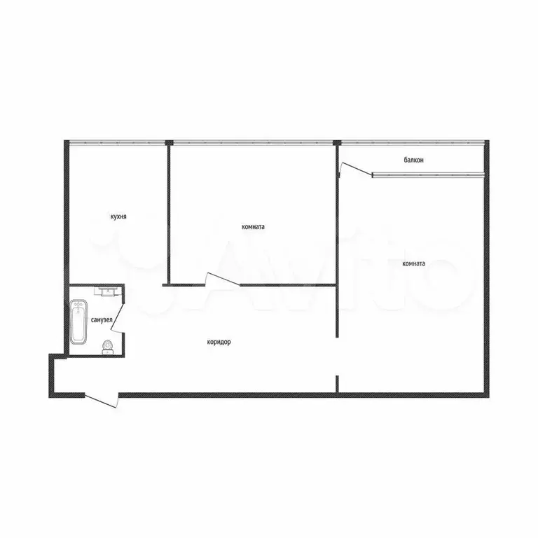 2-к. квартира, 44,5 м, 1/9 эт. - Фото 0