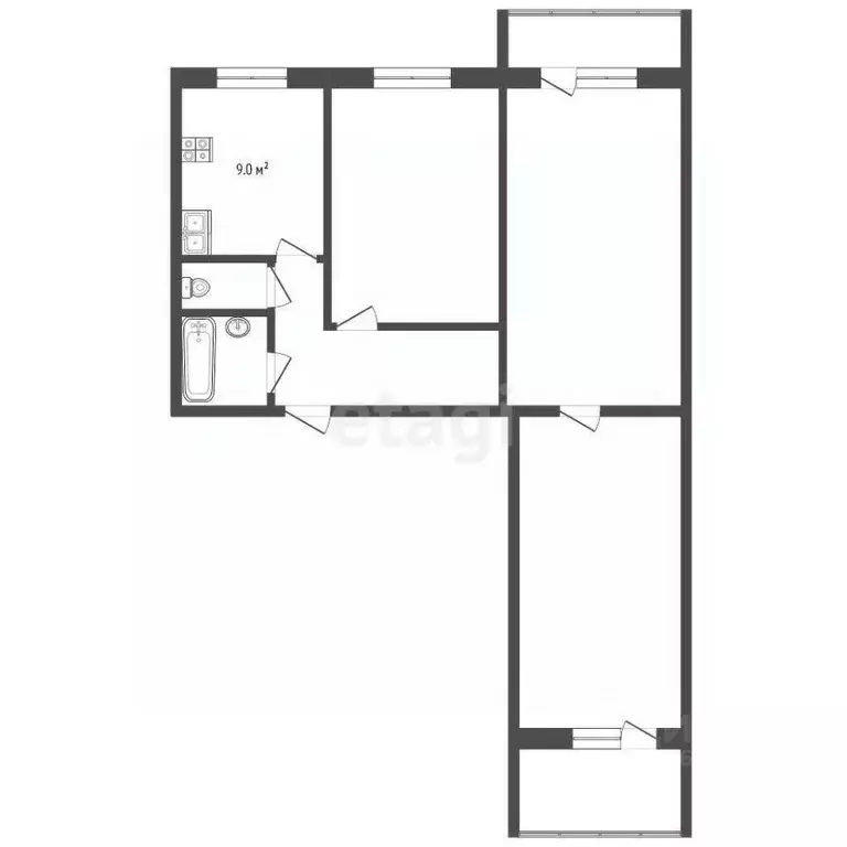 3-к кв. Хабаровский край, Комсомольск-на-Амуре Советская ул., 37 (67.1 ... - Фото 1