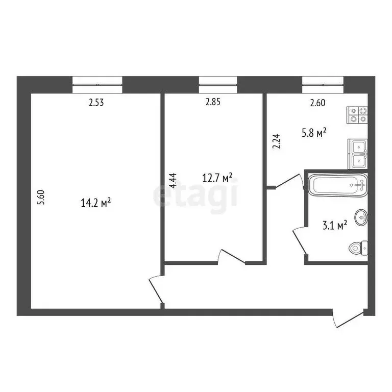 2-комнатная квартира: Комсомольск-на-Амуре, Ленинградская улица, 77к2 ... - Фото 0