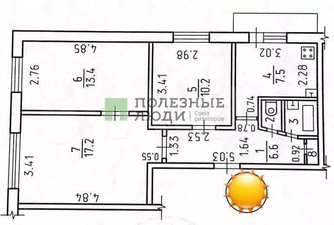 3-к. квартира, 56 м, 4/9 эт. - Фото 0