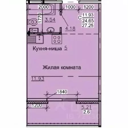 Студия Алтайский край, Барнаул ул. Союза Республик (27.25 м) - Фото 0