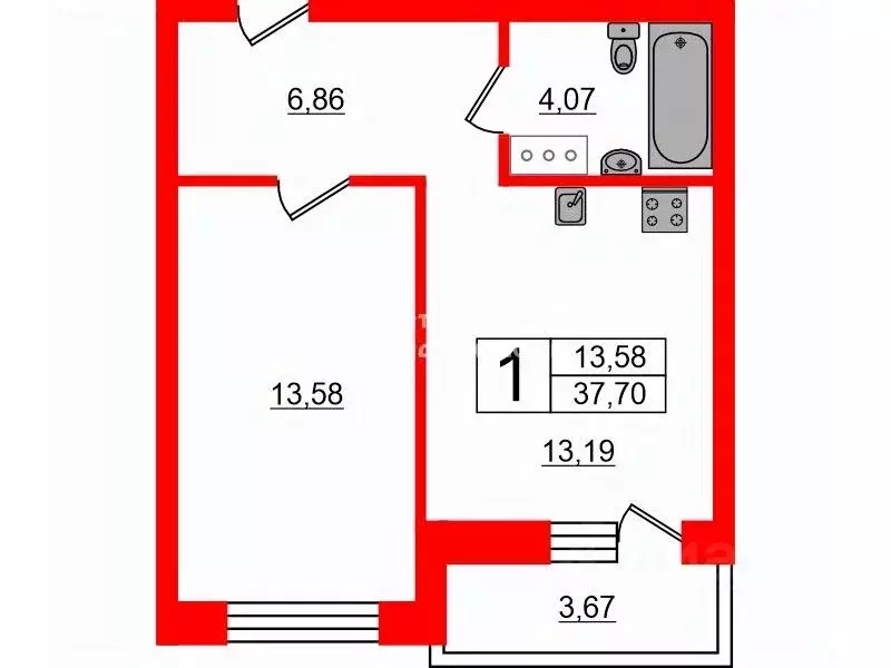 1-к кв. Санкт-Петербург ул. Парфеновская, 5 (37.7 м) - Фото 1