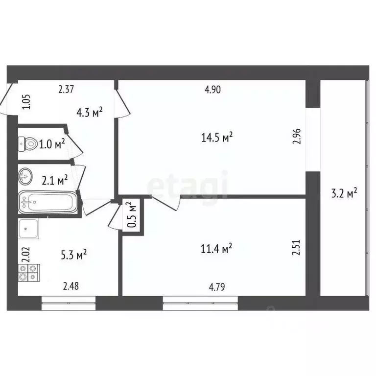 2-к кв. Крым, Черноморское пгт ул. Кирова, 71 (42.3 м) - Фото 2