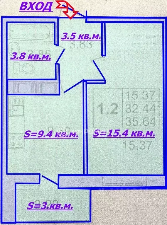 1-к кв. Ленинградская область, Кудрово г. Всеволожский район, ... - Фото 2