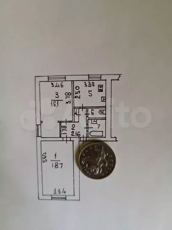 2-к. квартира, 54,9 м, 2/2 эт. - Фото 0