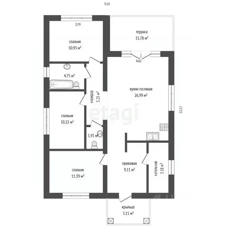 Дом в Калужская область, Калуга городской округ, д. Шопино 62 (120 м) - Фото 2