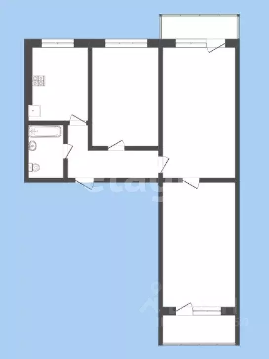 3-к кв. Кемеровская область, Новокузнецк ул. Тореза, 101А (61.0 м) - Фото 1