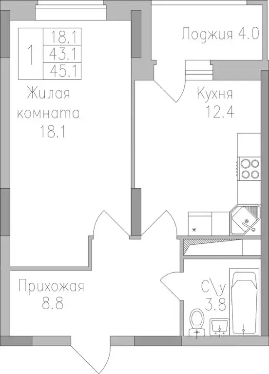 1-к кв. Липецкая область, Липецк Поколение жилой комплекс (46.0 м) - Фото 0