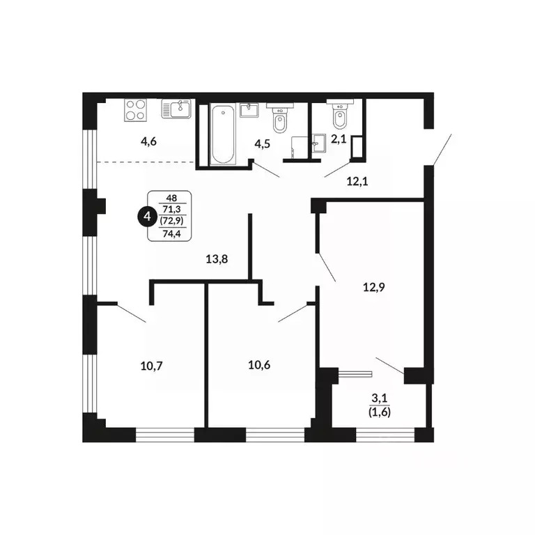 4-к кв. Кировская область, Киров Завода Маяк мкр,  (72.9 м) - Фото 0
