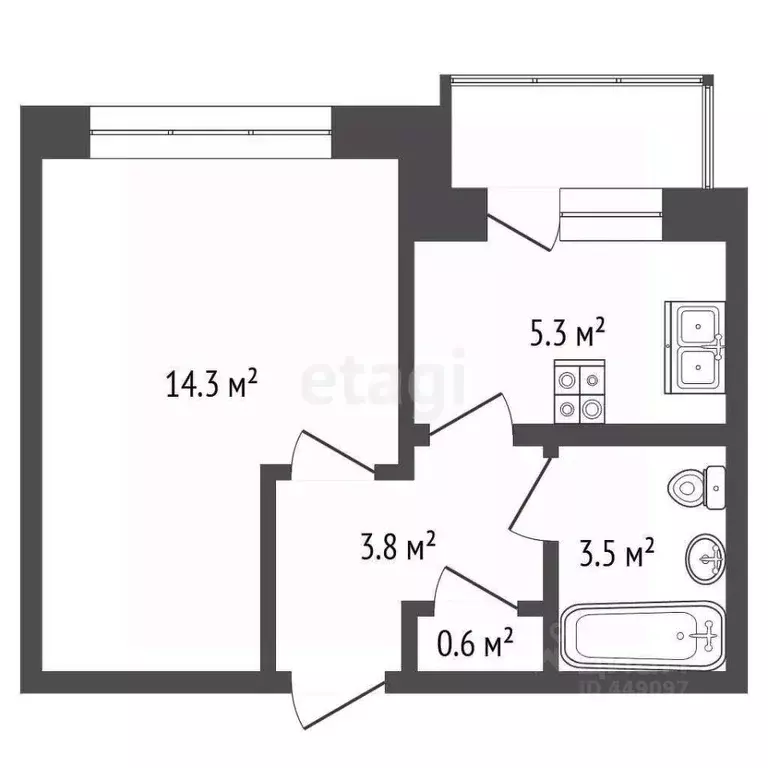 1-к кв. Смоленская область, Смоленск ул. Рыленкова, 59 (30.0 м) - Фото 2