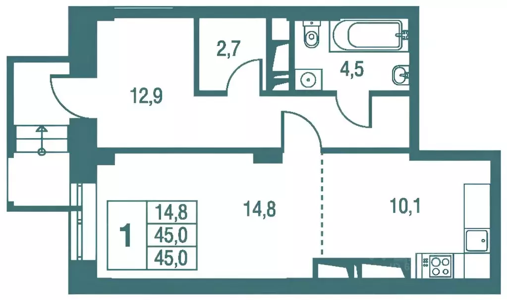 1-к кв. Московская область, Одинцово Северная ул., 13 (45.5 м) - Фото 1