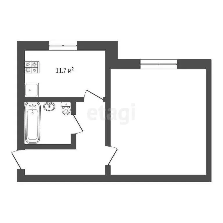 1-комнатная квартира: Сильково, деревня Сильково, 118 (40.9 м) - Фото 1