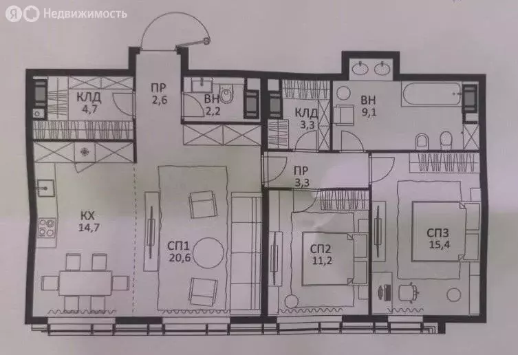 3-комнатная квартира: Москва, улица Генерала Глаголева, 14Ак1 (87.1 м) - Фото 1