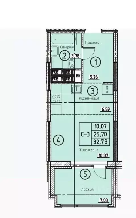 Студия Липецкая область, Липецк Елецкое ш., 9 (32.73 м) - Фото 2
