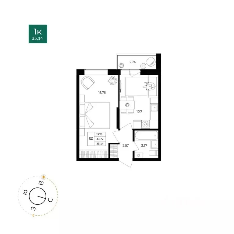 1-к кв. Ярославская область, Ярославль Северный жилрайон, 15-й мкр, ... - Фото 1