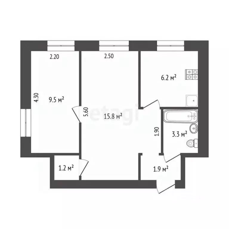 2-к кв. Кемеровская область, Междуреченск Интернациональная ул., 15 ... - Фото 2