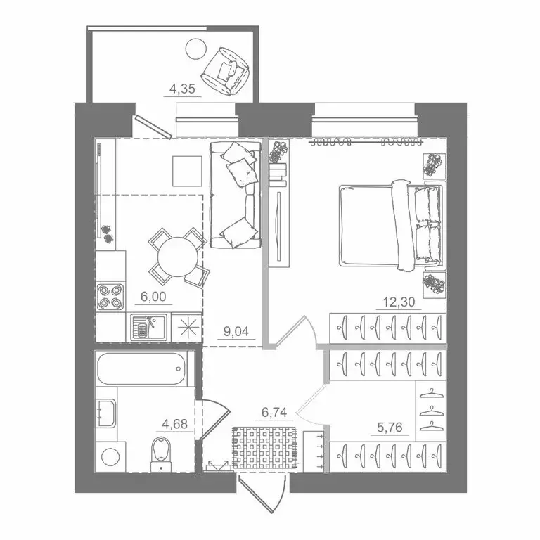 Квартира-студия: Кольцово, микрорайон Спектр, 9 (48.87 м) - Фото 2