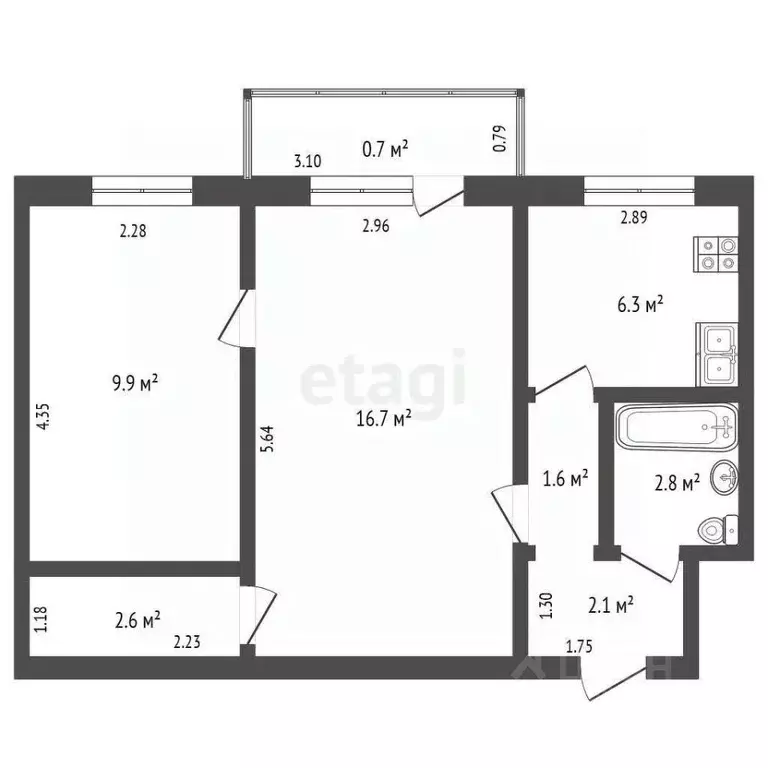 2-к кв. Забайкальский край, Чита ул. Кастринская, 3А (42.0 м) - Фото 1