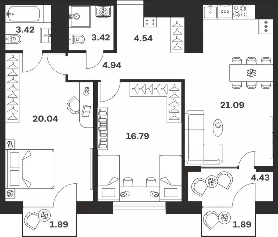 2-к кв. Тульская область, Тула ул. Болотникова, 4 (82.45 м) - Фото 1