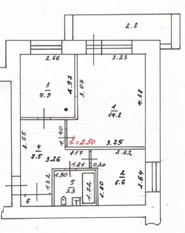 2-к. квартира, 43,7 м, 1/9 эт. - Фото 0