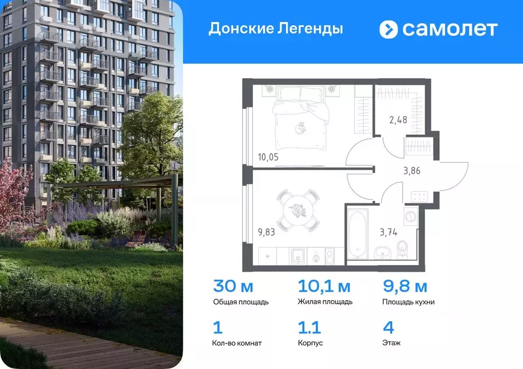 1-к кв. Ростовская область, Ростов-на-Дону Донские Легенды жилой ... - Фото 0