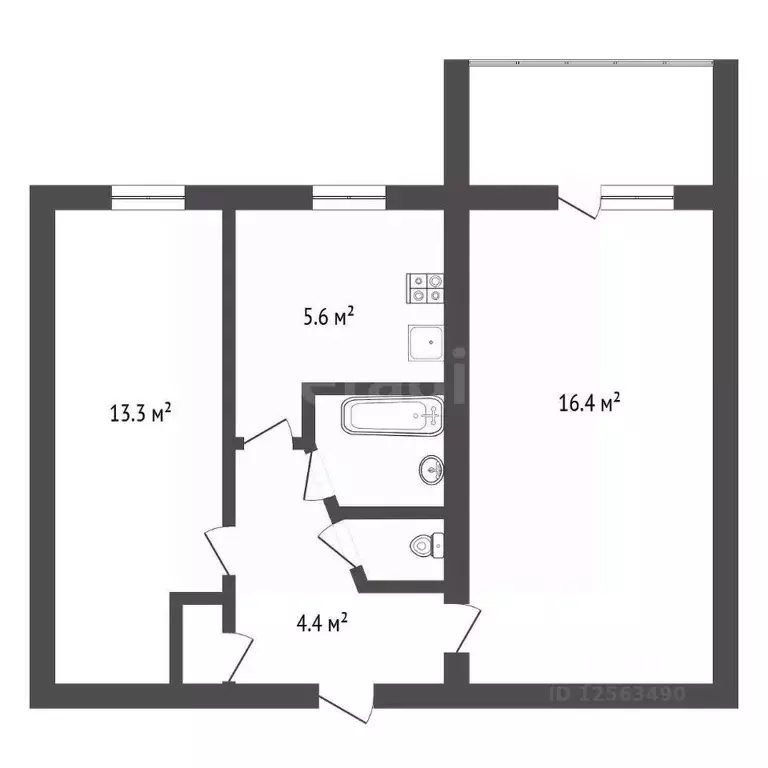 2-к кв. Воронежская область, Острогожск ул. 50 лет Октября, 171 (43.1 ... - Фото 1