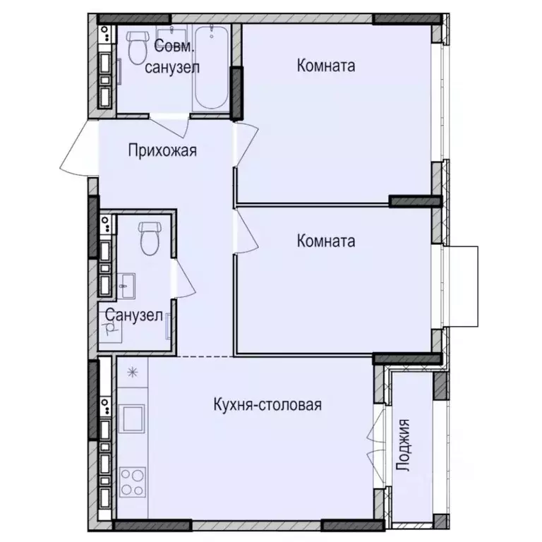 2-к кв. Удмуртия, Ижевск Карлутский жилрайон, 3-й мкр,  (55.2 м) - Фото 0