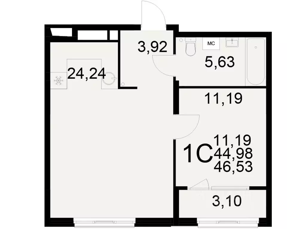 1-к кв. Рязанская область, Рязань ул. Бирюзова (44.98 м) - Фото 0