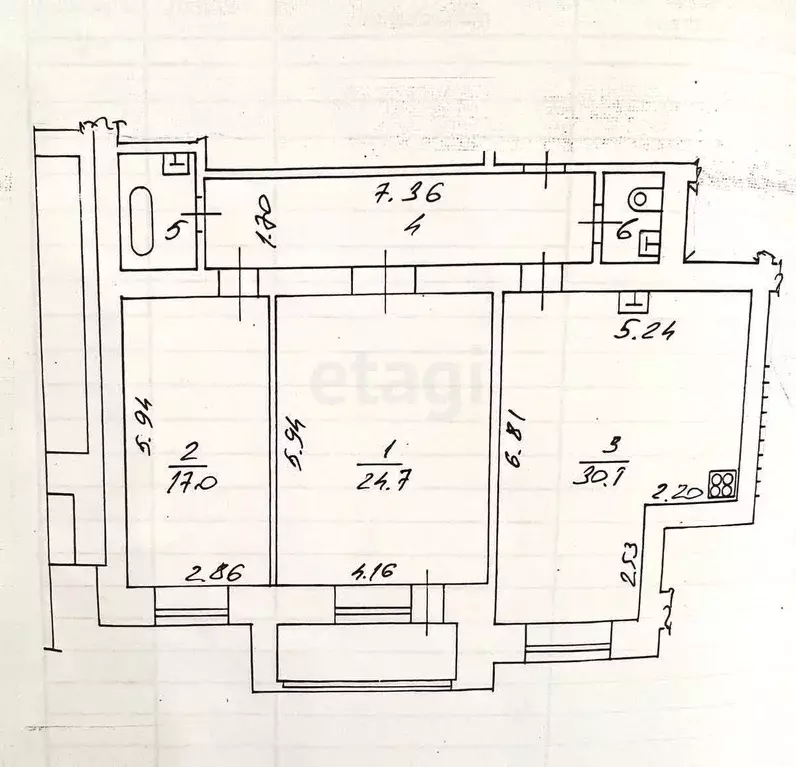 3-к кв. Татарстан, Казань ул. Абсалямова, 13 (92.6 м) - Фото 1