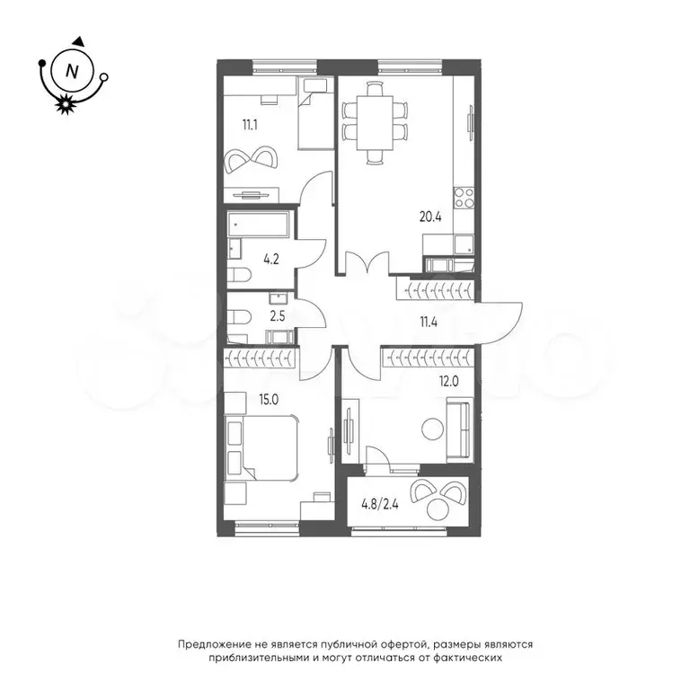 3-к. квартира, 79 м, 9/9 эт. - Фото 1