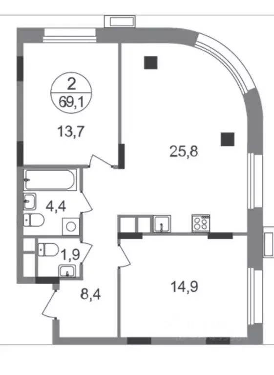 2-к кв. Московская область, Одинцовский городской округ, Заречье пгт ... - Фото 1