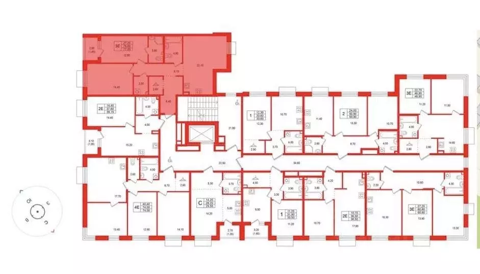 Квартира, 2 комнаты, 78.09 м - Фото 1