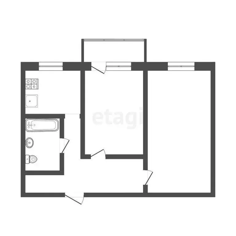 2-комнатная квартира: Тюмень, Профсоюзная улица, 79 (42.4 м) - Фото 0