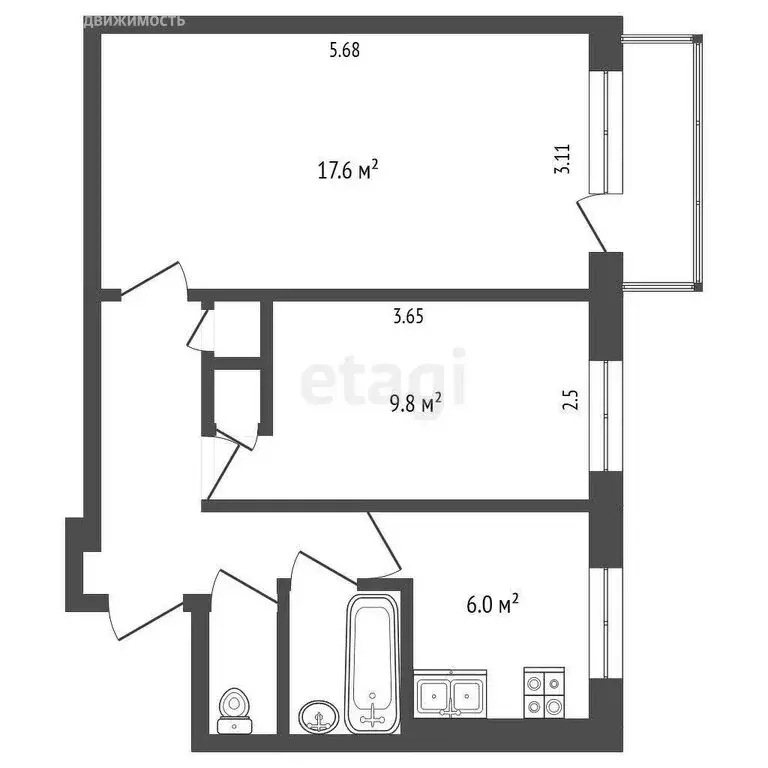 2-комнатная квартира: Москва, улица Паршина, 21к2 (43 м) - Фото 0