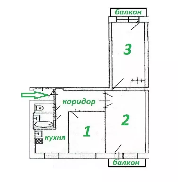 Продается 3-комнатная квартира - Фото 2