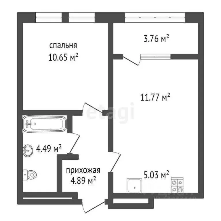 1-к кв. Тюменская область, Тюмень ул. Республики, 203к1 (40.5 м) - Фото 2