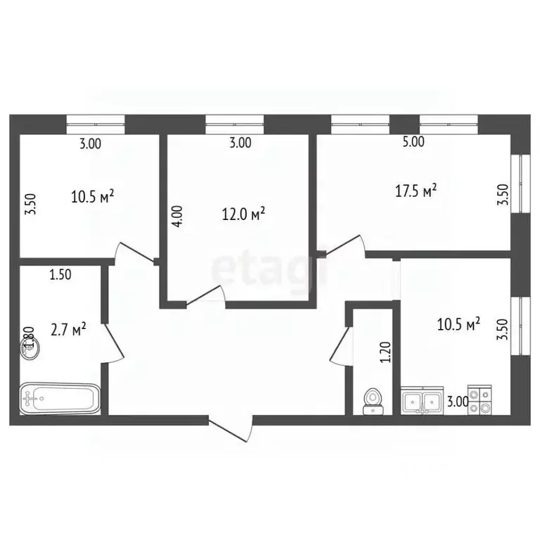 3-к кв. Ямало-Ненецкий АО, Новый Уренгой Молодежная ул., 21 (61.7 м) - Фото 2