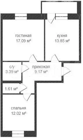 2-к. квартира, 56,4 м, 7/9 эт. - Фото 0