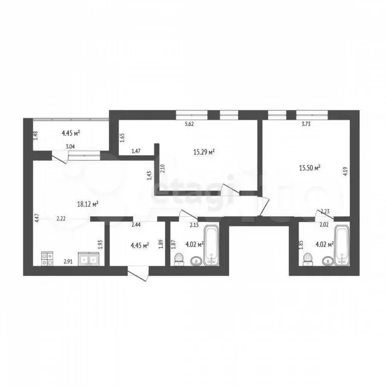 2-к. квартира, 66 м, 2/9 эт. - Фото 0